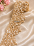 Gold Pearl & Mirror Work Embroidered Lace Border – 10 Yards