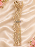 Gold Fan Design Sequin Work Lace Border – 10 Yards