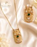 Green emerald chain with gold polish