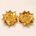 Golden Lotus Diya Holder Set of 2 | Traditional Flower-Shaped Pooja Décor