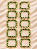 Green & Gold Pearl-Decorated Square Rings Set of 10 | DIY Toran & Tea Light Holder Making