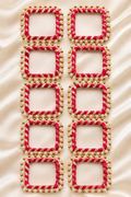 Pink & Gold Pearl-Decorated Square Rings Set of 10 | DIY Toran & Tea Light Holder Making