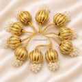 Gold & White Pearl Decorative Tassels – Set of 10