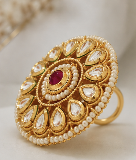 Ruby Pearl Blossom Ring