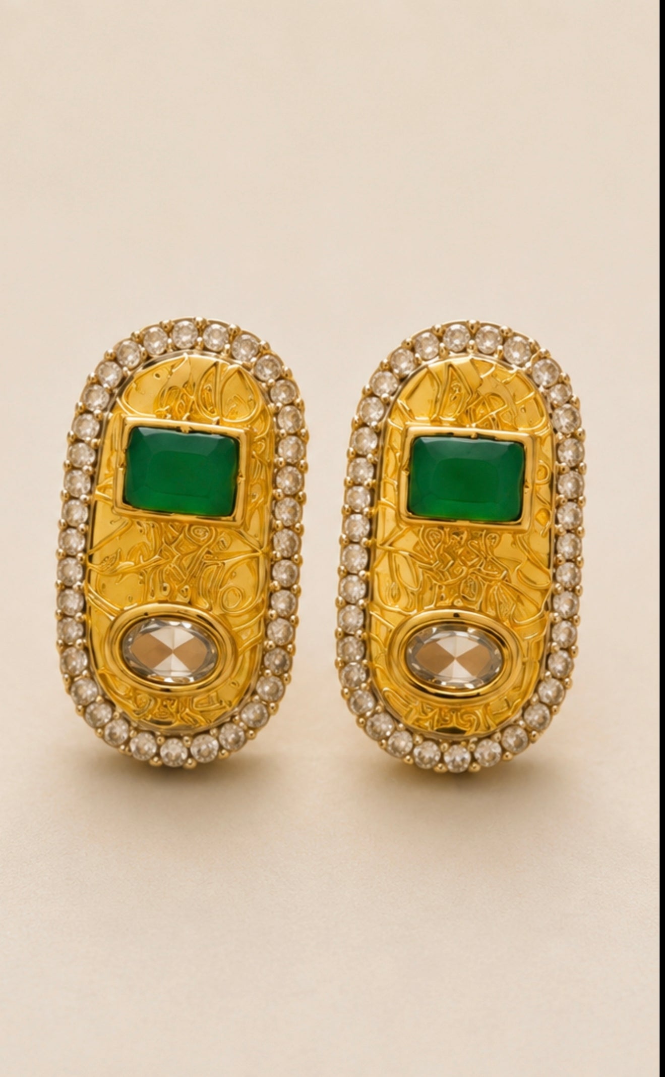 Emerald Gold Plated Royale Studs