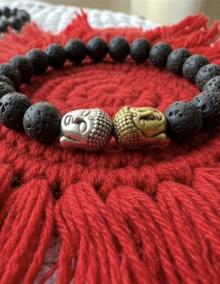 Zen Buddha Lava Stone Bracelet