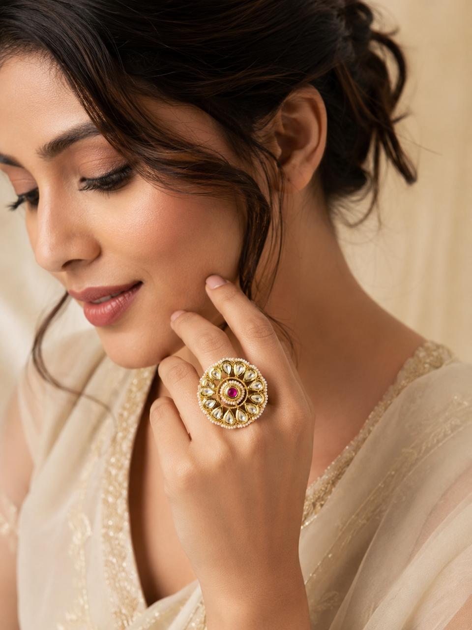 Ruby Pearl Blossom Ring