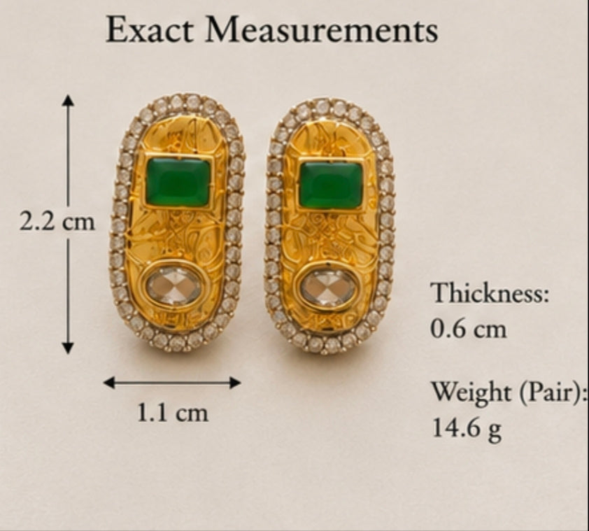Emerald Gold Plated Royale Studs