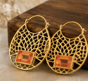Amber Web Hoop Earrings