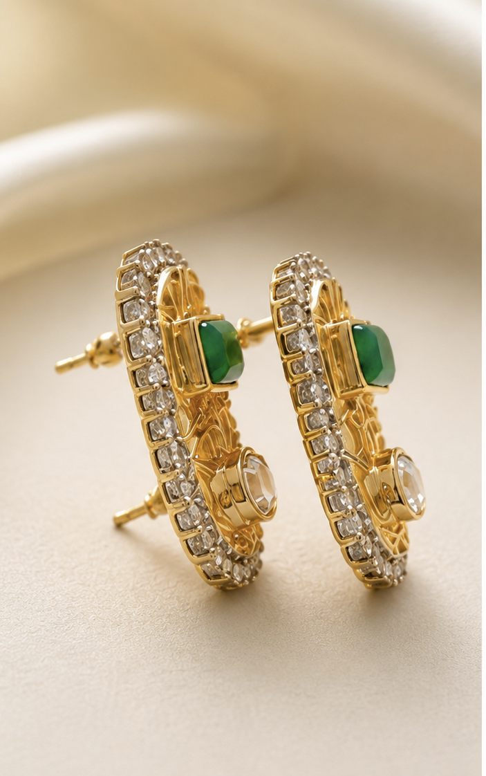 Emerald Gold Plated Royale Studs