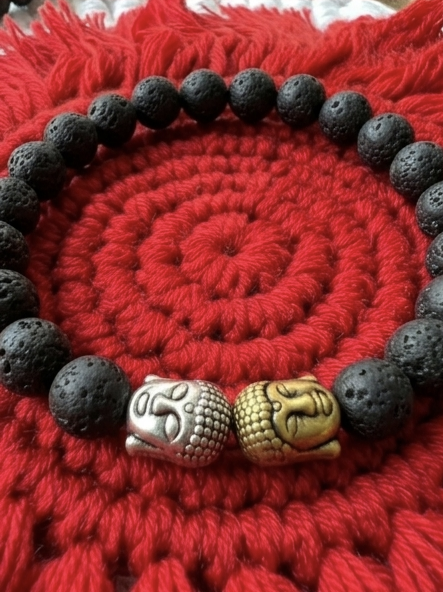 Zen Buddha Lava Stone Bracelet
